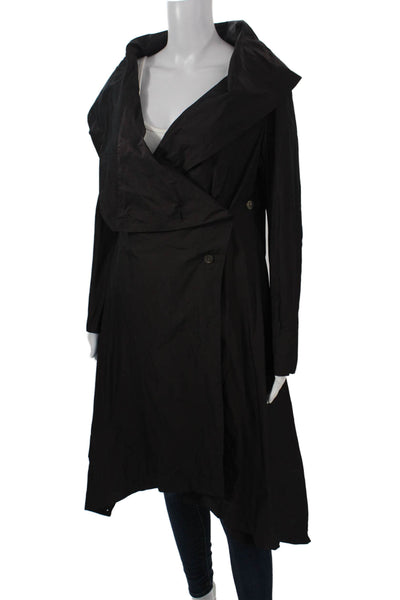 Elm Design Women Trench Coat Black Button Long Sleeve 100% Polyester Size PP