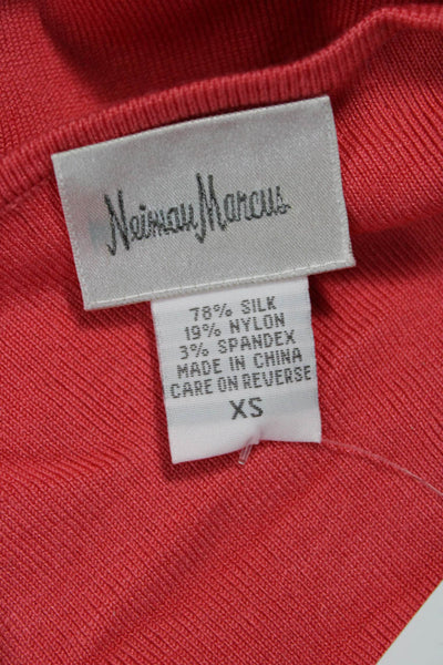 Neiman Marcus Women Pink V-Neck Button Cardigan Silk Blend Size XS