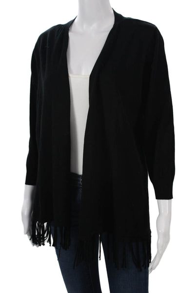 Joseph Womens Bohemian Black Cardigan Sweater 3/4 Sleeve Size M