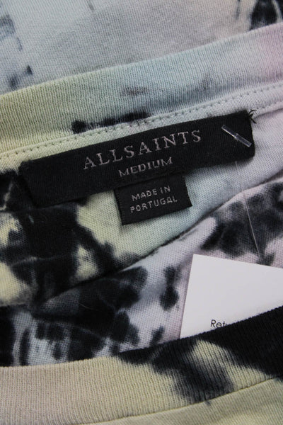 Allsaints Women Black Cotton Graphic Sleeveless Tank Crew Neck Size M