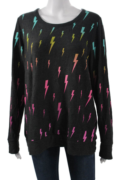 Chaser Women Pullover Sweatshirts Black 80s Graphic Long Sleeve Size XL