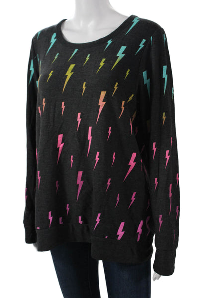 Chaser Women Pullover Sweatshirts Black 80s Graphic Long Sleeve Size XL