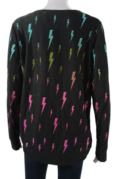 Chaser Women Pullover Sweatshirts Black 80s Graphic Long Sleeve Size XL