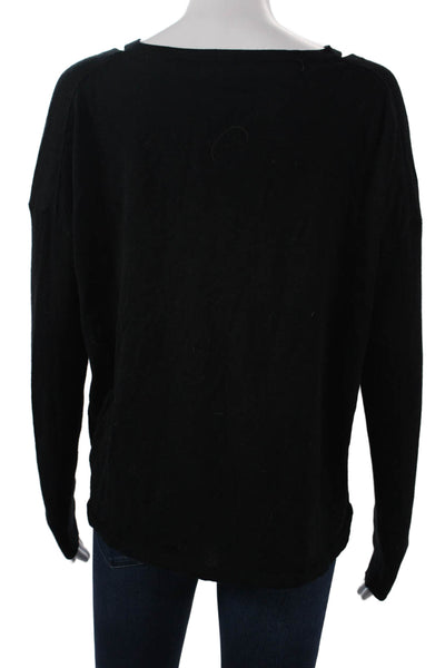 White + Warren Womens Pullover Sweater V-Neck Black Size L