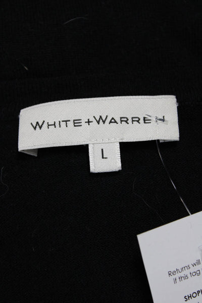 White + Warren Womens Pullover Sweater V-Neck Black Size L