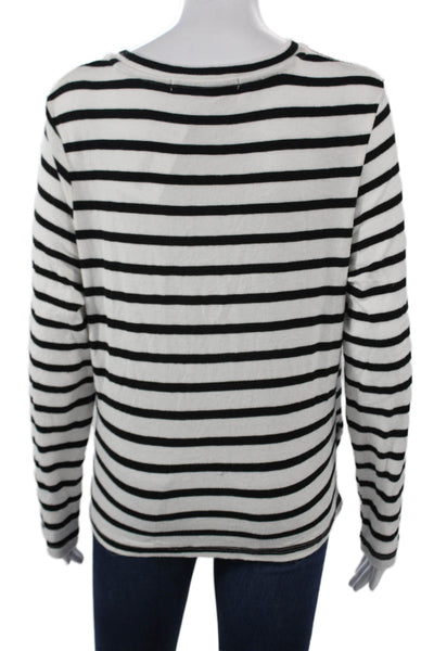 Joes Women Black Striped Cotton Crew Neck Long Sleeve T-Shirt Size XL