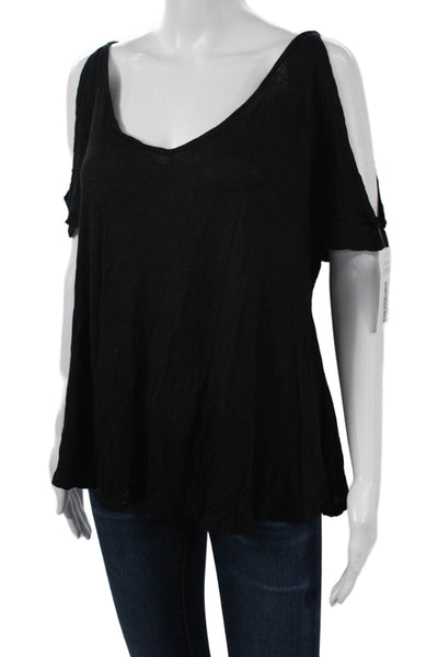 Tart Womens Basic Black V-Neck Short Sleeve Rayon Top Size S