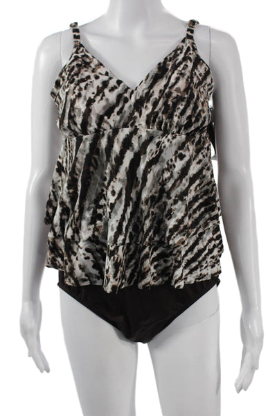 Magic Suit Womens Tankini Set Black Abstract Animal Size 12