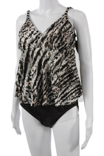 Magic Suit Womens Tankini Set Black Abstract Animal Size 12