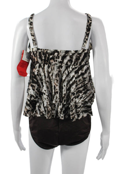 Magic Suit Womens Tankini Set Black Abstract Animal Size 12