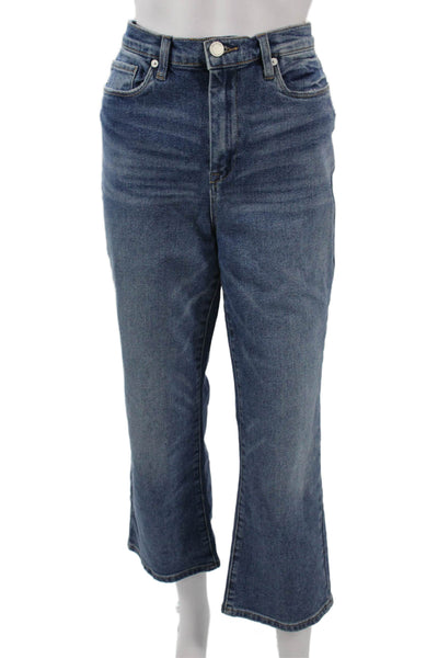 BLANKNYC Women High Waist Cropped Flare Jeans Blue Button Size 30
