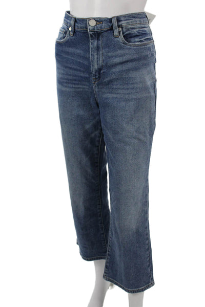 BLANKNYC Women High Waist Cropped Flare Jeans Blue Button Size 30