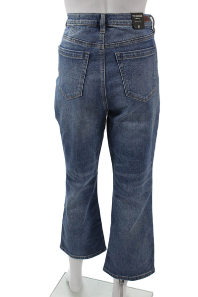 BLANKNYC Women High Waist Cropped Flare Jeans Blue Button Size 30