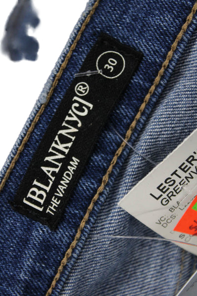 BLANKNYC Women High Waist Cropped Flare Jeans Blue Button Size 30