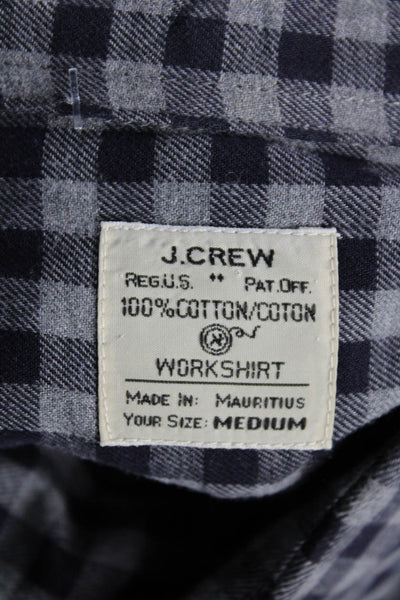 J Crew Men Button-Down Dark Blue Checked Collared Long Sleeve Cotton Size M