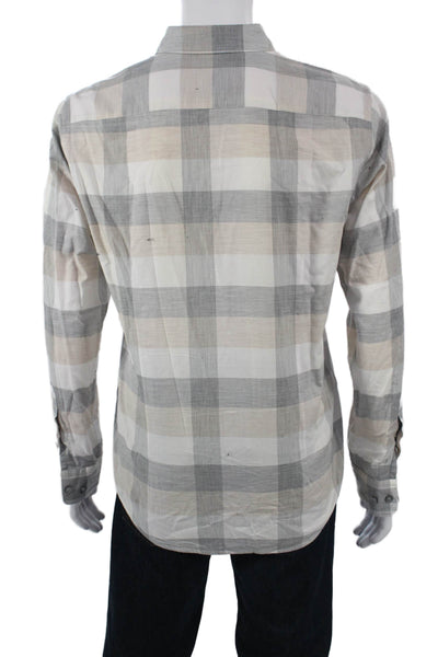 Boss Hugo Boss Mens Point Plaid Cotton Long Sleeve Button-Up Shirt Size M