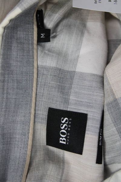 Boss Hugo Boss Mens Point Plaid Cotton Long Sleeve Button-Up Shirt Size M