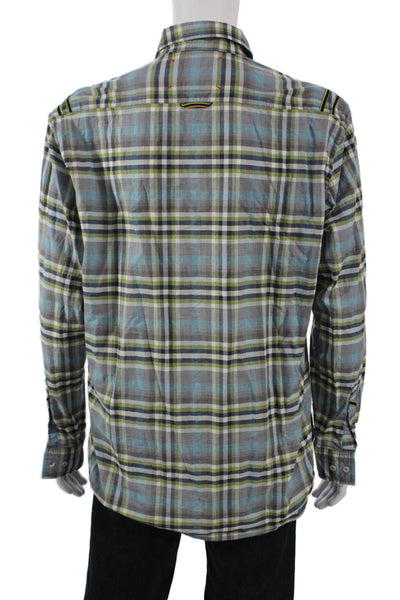 Robert Graham Mens Button-Down Plaid Cotton Collared Long Sleeve Shirt Size XL