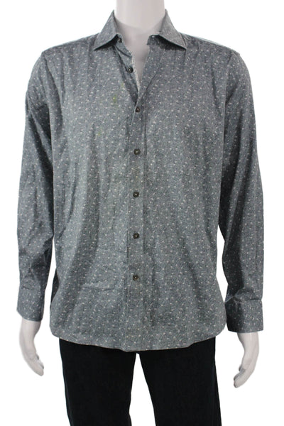 Robert Graham Mens Floral Button Up Collared Long Sleeve Dark Gray Size XL