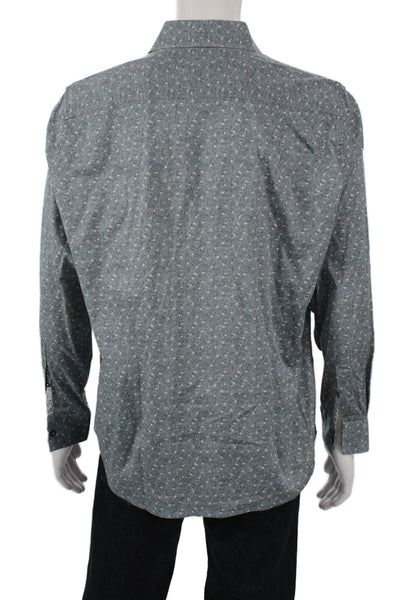 Robert Graham Mens Floral Button Up Collared Long Sleeve Dark Gray Size XL