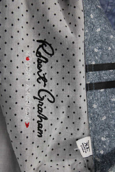 Robert Graham Mens Floral Button Up Collared Long Sleeve Dark Gray Size XL