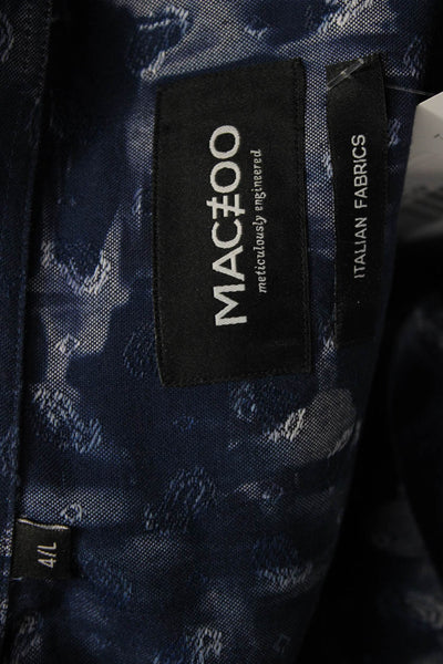 Maceoo Mens Dark Blue Point Spread Collared Button Up Shirt Long Sleeve Size M