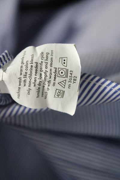 Michael Michael Kors Men Dress Shirt Striped Blue Long Sleeve Cotton Size M