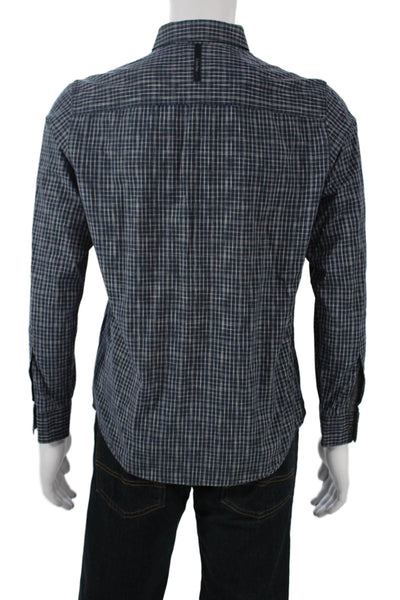 Calvin Klein Jeans Mens Button-Down Dark Blue Check Cotton Long Sleeve Size S