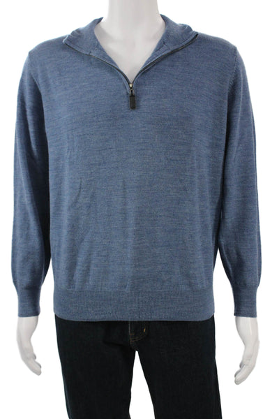 The Men's Store at Bloomingdale's Mens Pullover Mockneck Merino Blue Size L
