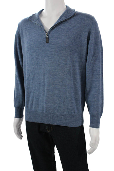 The Men's Store at Bloomingdale's Mens Pullover Mockneck Merino Blue Size L