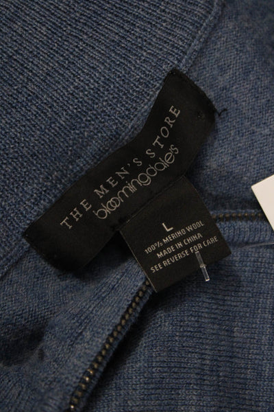 The Men's Store at Bloomingdale's Mens Pullover Mockneck Merino Blue Size L