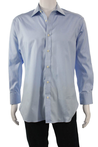 Black Brown 1826 Mens Light Blue Egyptian Cotton Spread Dress Shirt Size L