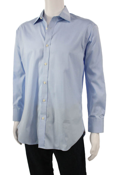 Black Brown 1826 Mens Light Blue Egyptian Cotton Spread Dress Shirt Size L
