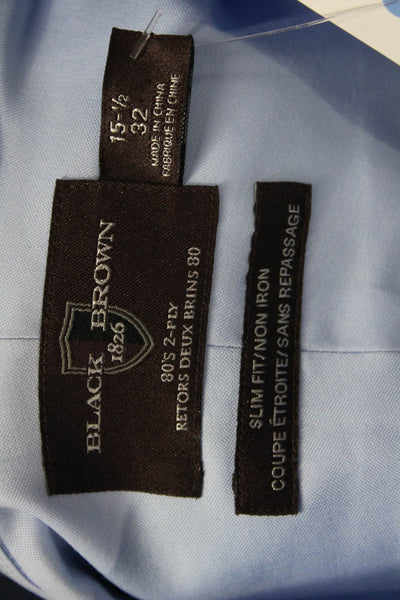 Black Brown 1826 Mens Light Blue Egyptian Cotton Spread Dress Shirt Size L
