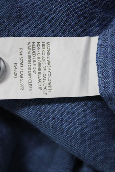 Perry Ellis Mens Point Collar Button Up Dark Blue Long Sleeve Cotton Size S