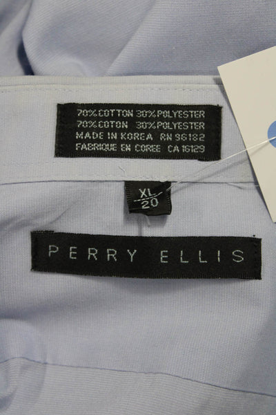 Perry Ellis Mens Light Blue Point Collar Long Sleeve Dress Shirt Size XL