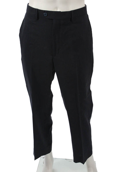 Pazoni Mens Dress Pants Dark Blue Solid Button 28 Inseam Size 34
