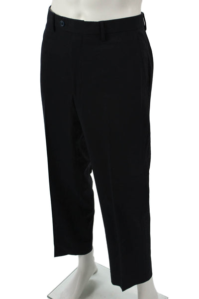 Pazoni Mens Dress Pants Dark Blue Solid Button 28 Inseam Size 34
