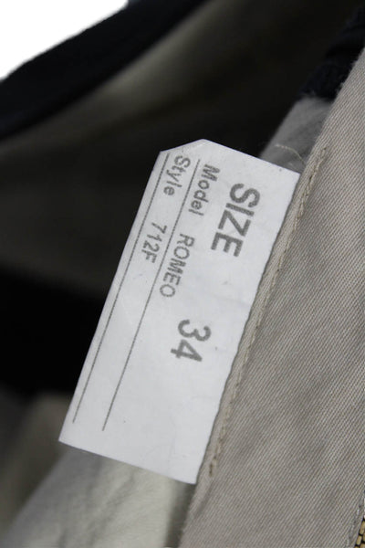 Pazoni Mens Dress Pants Dark Blue Solid Button 28 Inseam Size 34