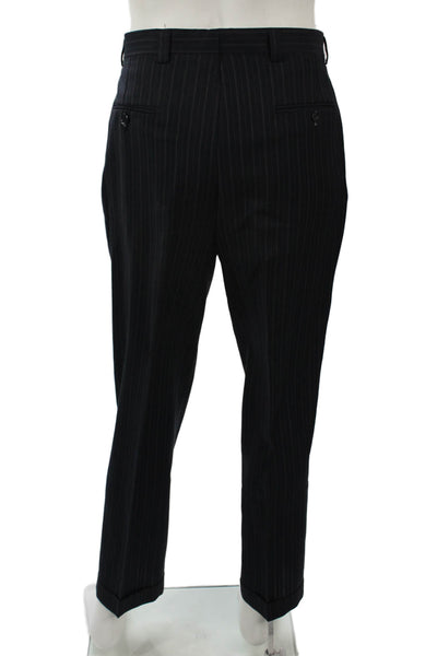 Ted Baker London Men Black Striped Wool Blend Dress Pants Button Size 34