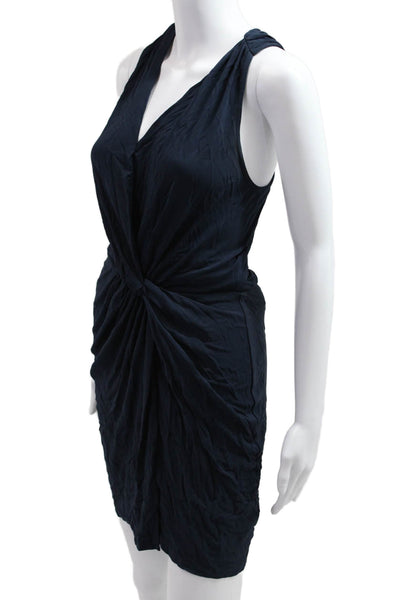 Haute Hippie Womens Wrap Mini Dress Dark Blue V-Neck Sleeveless Rayon Size S