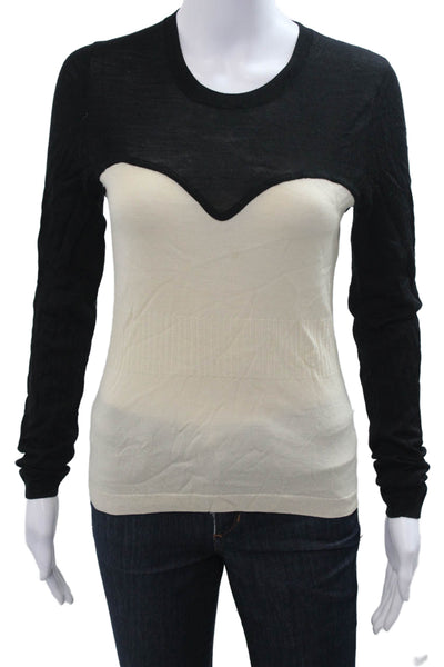 Rachel Roy Women Pullover Sweater Beige Merino Wool Long Sleeve Size S