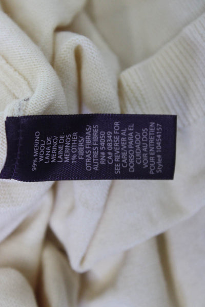 Rachel Roy Women Pullover Sweater Beige Merino Wool Long Sleeve Size S