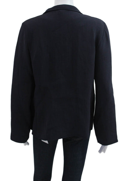 Eileen Fisher Womens Dark Blue Rayon Silk Blazer Long Sleeve Size M