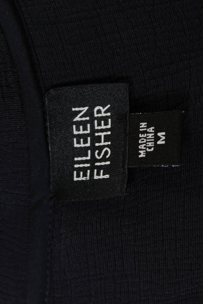 Eileen Fisher Womens Dark Blue Rayon Silk Blazer Long Sleeve Size M