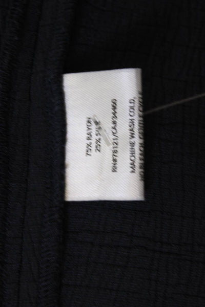 Eileen Fisher Womens Dark Blue Rayon Silk Blazer Long Sleeve Size M