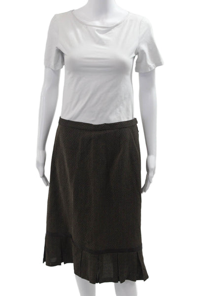 Lafayette 148 New York Womens Striped Blazer Skirt Suit Brown Size 14/18 Wide