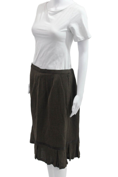 Lafayette 148 New York Womens Striped Blazer Skirt Suit Brown Size 14/18 Wide