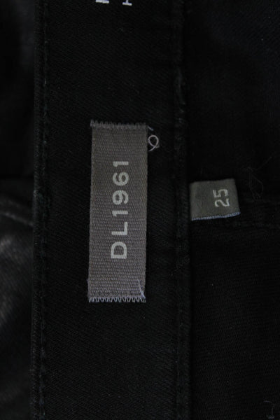 DL1961 Womens Ankle Cropped High Rise Black Jeans Size 25
