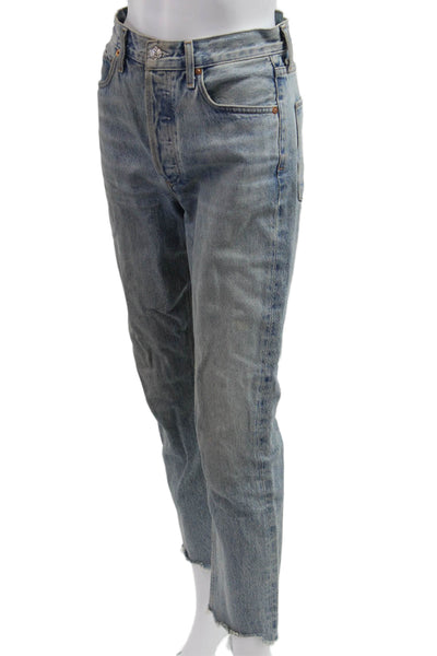 Agolde Womens Cropped Straight Jeans Light Blue High Rise 100% Cotton Size 25